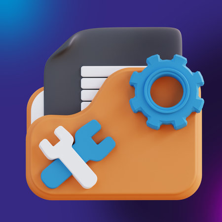 3D illustration of setting folder 3の写真素材