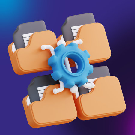 3D illustration of share settings folder managementの写真素材