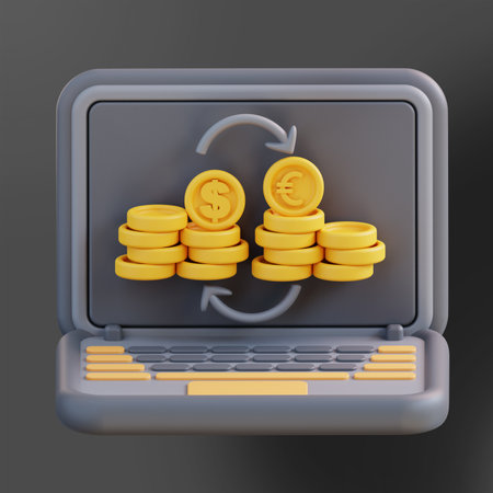 3d Illustration exchanging dollars for eurosの写真素材