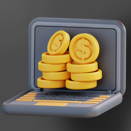 3d Illustration laptop check dollar balance 3の写真素材