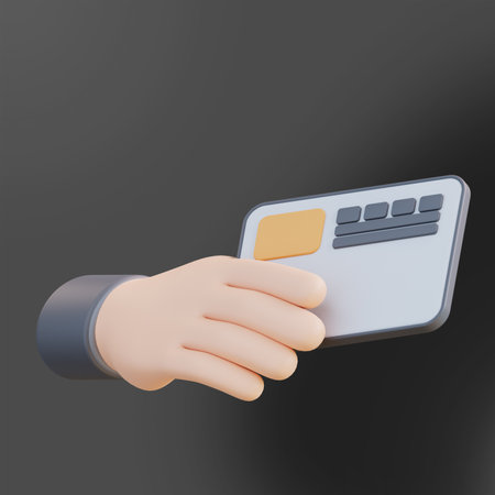 3d Illustration of a hand holding an atm card 3の写真素材