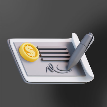 3d Illustration of bank cash check 2の写真素材