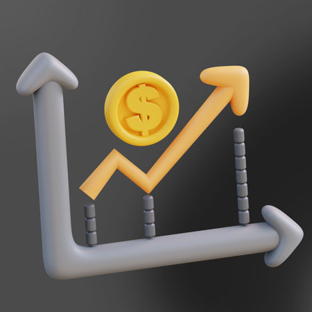 3d Illustration The dollar exchange rate is rising 3