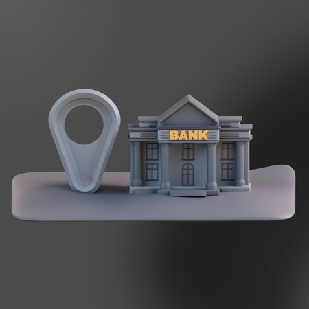 3d illustration of bank building locationの写真素材