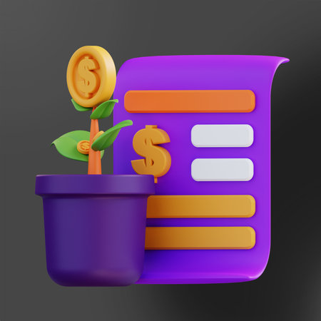 3d illustration of plant and financial investment 2の写真素材