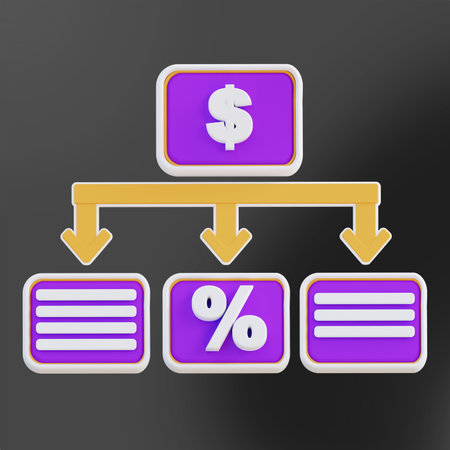 3d illustration of financial mechanism hierarchyの写真素材