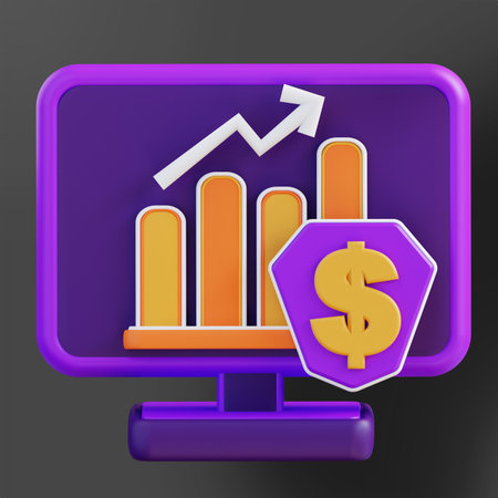 3d illustration financial security computerの写真素材