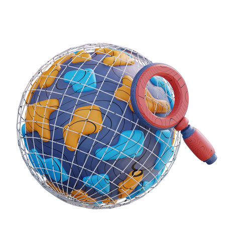 3d illustration search global business (2)の写真素材