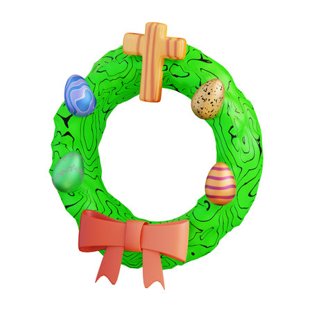3d illustration of easter egg floral circle (3)の写真素材