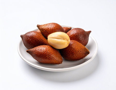 Salak fruit or snake fruits on plate isolated on white background.の素材