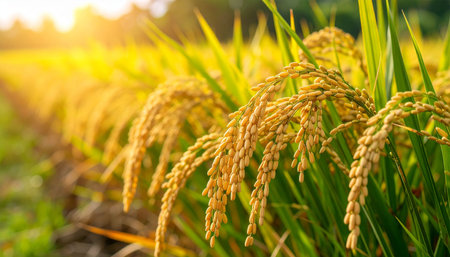 Rice field in the morning, rice field in the morning.の素材