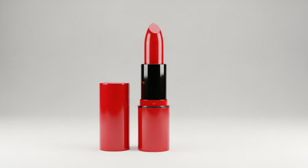 Red lipstick on a white background. 3D rendering. Mock upの素材