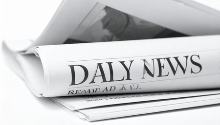 Newspaper with news, close-up, black and whiteの素材