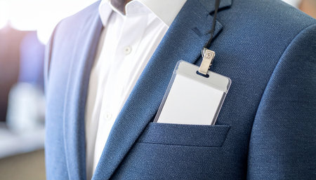 Blank ID card in a mannequin's jacket pocket.の素材