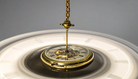 Close up of a clock showing five minutes to twelve o'clockの素材