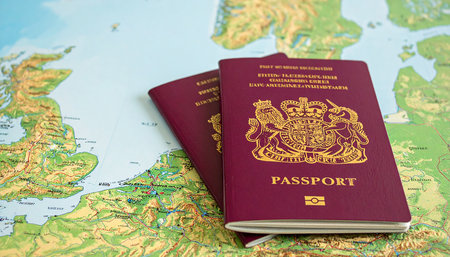 Thailand passport on the map of the world. Travel concept.の素材