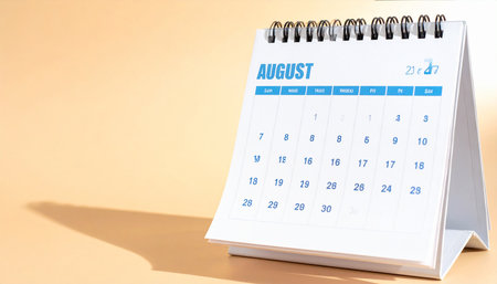 Closeup of the June 2021 calendar on beige background with copy spaceの素材