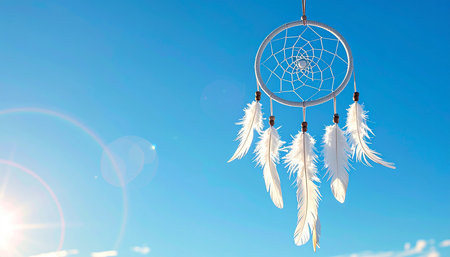 Dream catcher with feathers threads and beads rope hanging. Dreamcatcher handmadeの素材