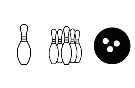 Bowling icon vector. Bowling ball and pins sign and symbol.のイラスト素材