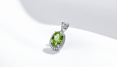 jewelry ring with green gemstone on a white background.の素材