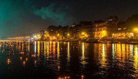 Night view of the city of Porto in Portugal, on the bank of the Douro river.の素材
