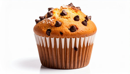 Chocolate muffin isolated on white background. Clipping path included.の素材