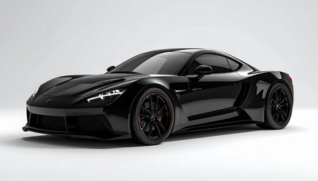 Black small sports car coupe. 3d rendering. Computer digital drawing.の素材