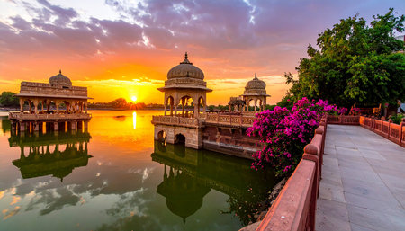 Sunset view of the Jain temple in Agra, Indiaの素材