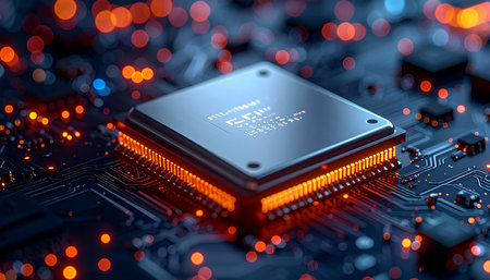 Close-up view of a modern GPU card circuit. 3D renderingの素材