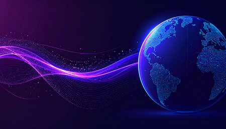 Globe with glowing particles. Abstract futuristic background. Vector illustration.の素材