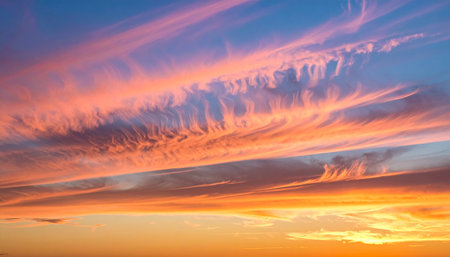 colorful dramatic sky with cloud at sunset.Skyline at sunset.の素材