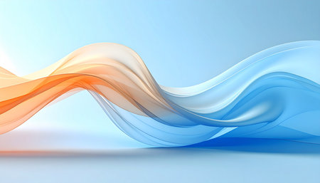 abstract background with smooth wavy lines in blue and orange colorsの素材
