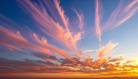 Beautiful clouds at sunset in the sky. Colorful sky.の素材