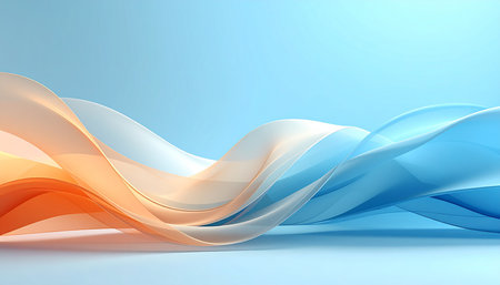 Abstract blue and orange wavy background. 3d render illustration.の素材
