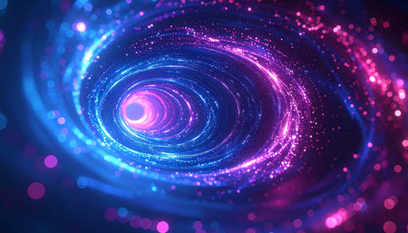 Glowing particles in space, computer generated abstract background, 3D renderingの素材
