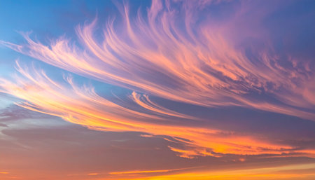 Colorful clouds at sunset in the sky. Beautiful nature background.の素材