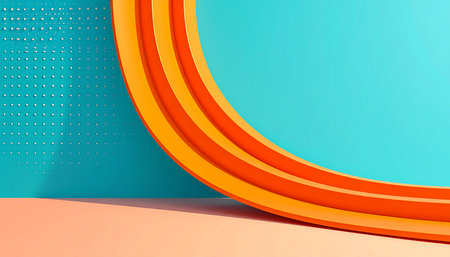 3d render, abstract background, orange and blue color, minimal designの素材