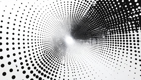 Black and white halftone dots on a white background. Vector illustration.の素材