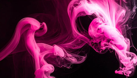 Pink and purple smoke on black background. Abstract background for design.の素材