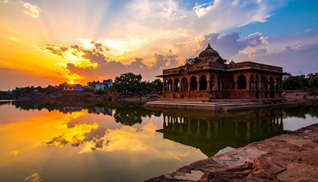 Sunset at the famous Humayun temple in Delhi, Indiaの素材