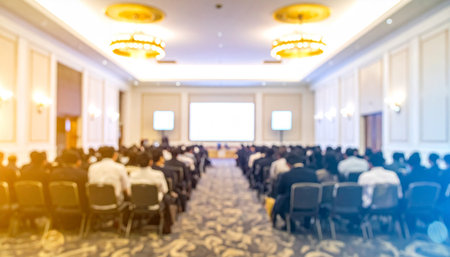 Blurred image of business Conference and Presentation in meeting room.の素材