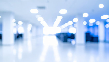 Abstract blur hospital interior background with bokeh defocused lights.の素材