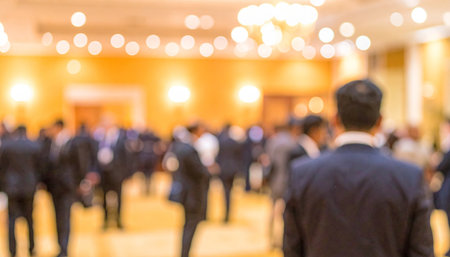 Blurred image of business people meeting in conference hall for background usage.の素材