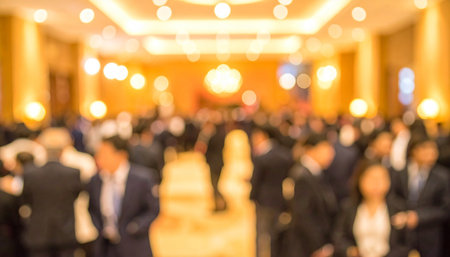 Blurred image of business people in meeting room for background usage.の素材