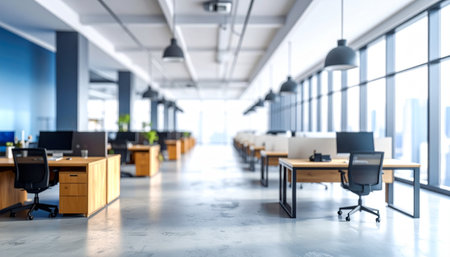 Interior of modern open space office. 3d rendering mock upの素材