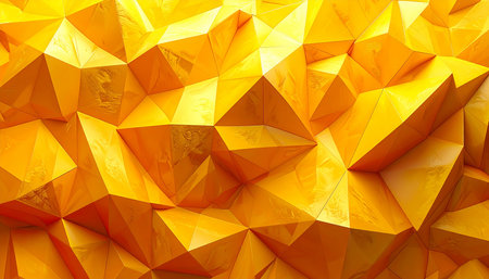 3d rendering of abstract geometric background with triangular shapes in yellow colorsの素材