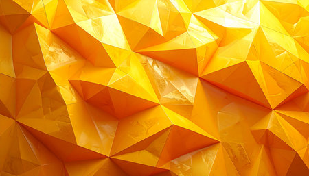 Abstract background of yellow polygonal origami paper. 3d renderingの素材