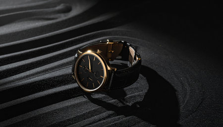 Wrist watch on a black background. Luxury wristwatch.の素材
