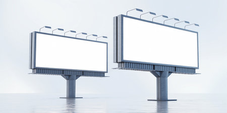 Blank white billboard on the street. 3d rendering mock upの素材