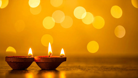 Beautiful diwali diya with bokeh background.の素材